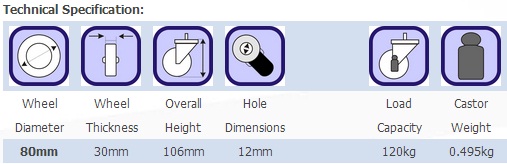 80mm Swivel Nylon Castor